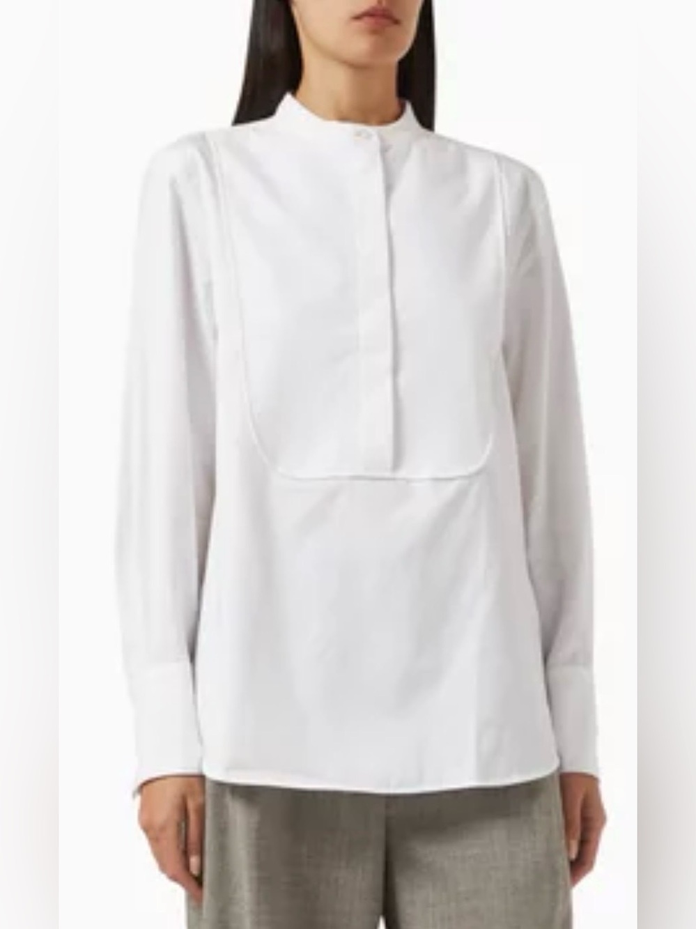 COS White Cotton Tuxedo Style Shirt Size 14